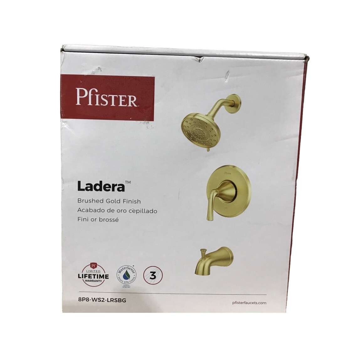 Pfister Ladera Single Handle 3-Spray Tub and Shower Faucet 1.8 GPM, Brushed Gold gallery