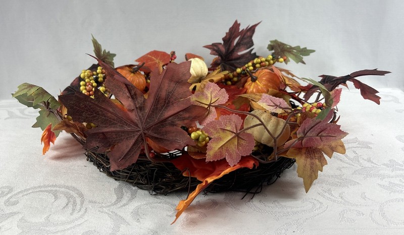 18” Artificial Autumn Maple Leaf & Berry Wreath – Fall Harvest Door Décor New gallery