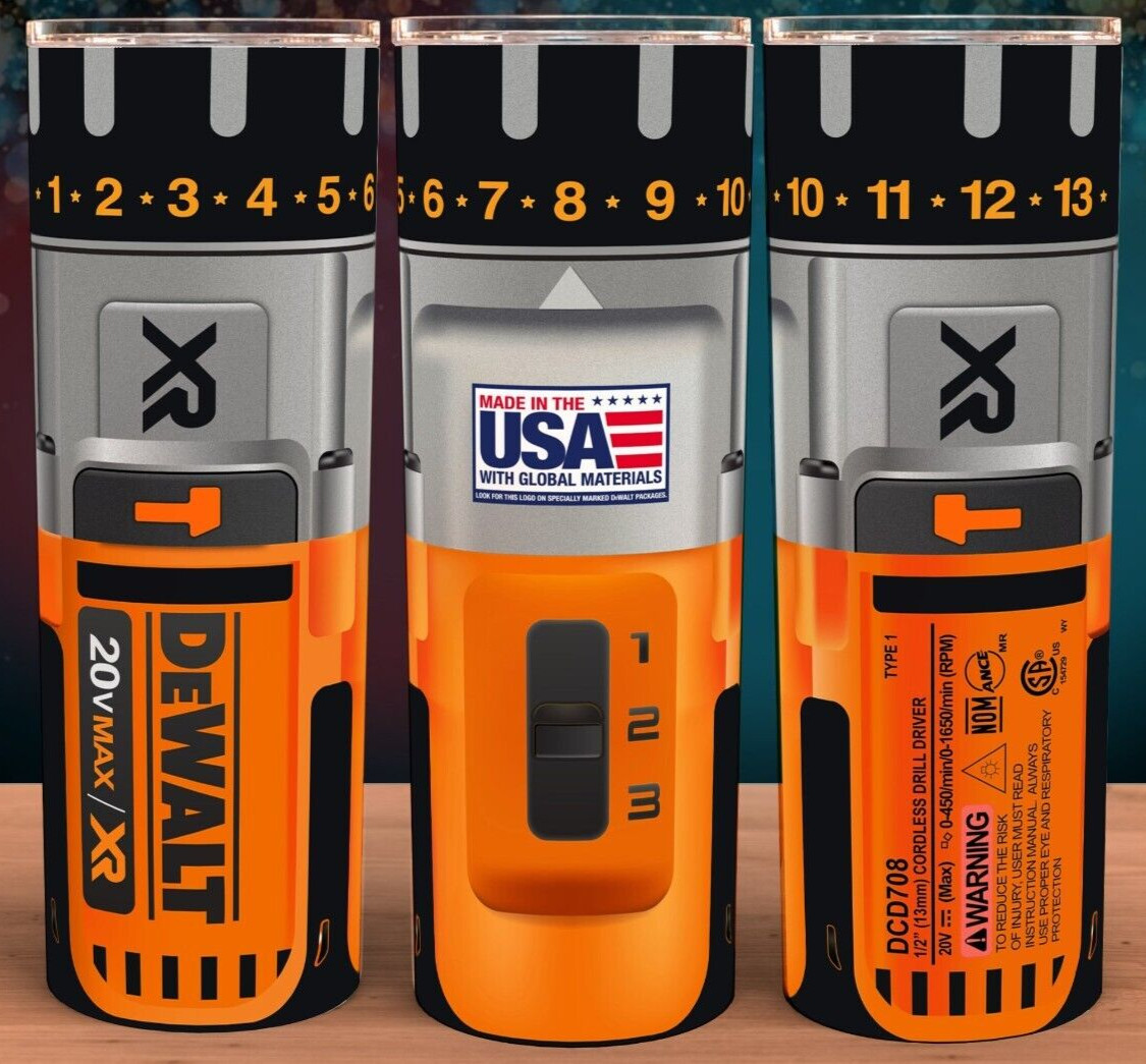 DeWALT 20V Max Power Drill Mechanic Orange Cup Mug Tumbler 20oz gallery
