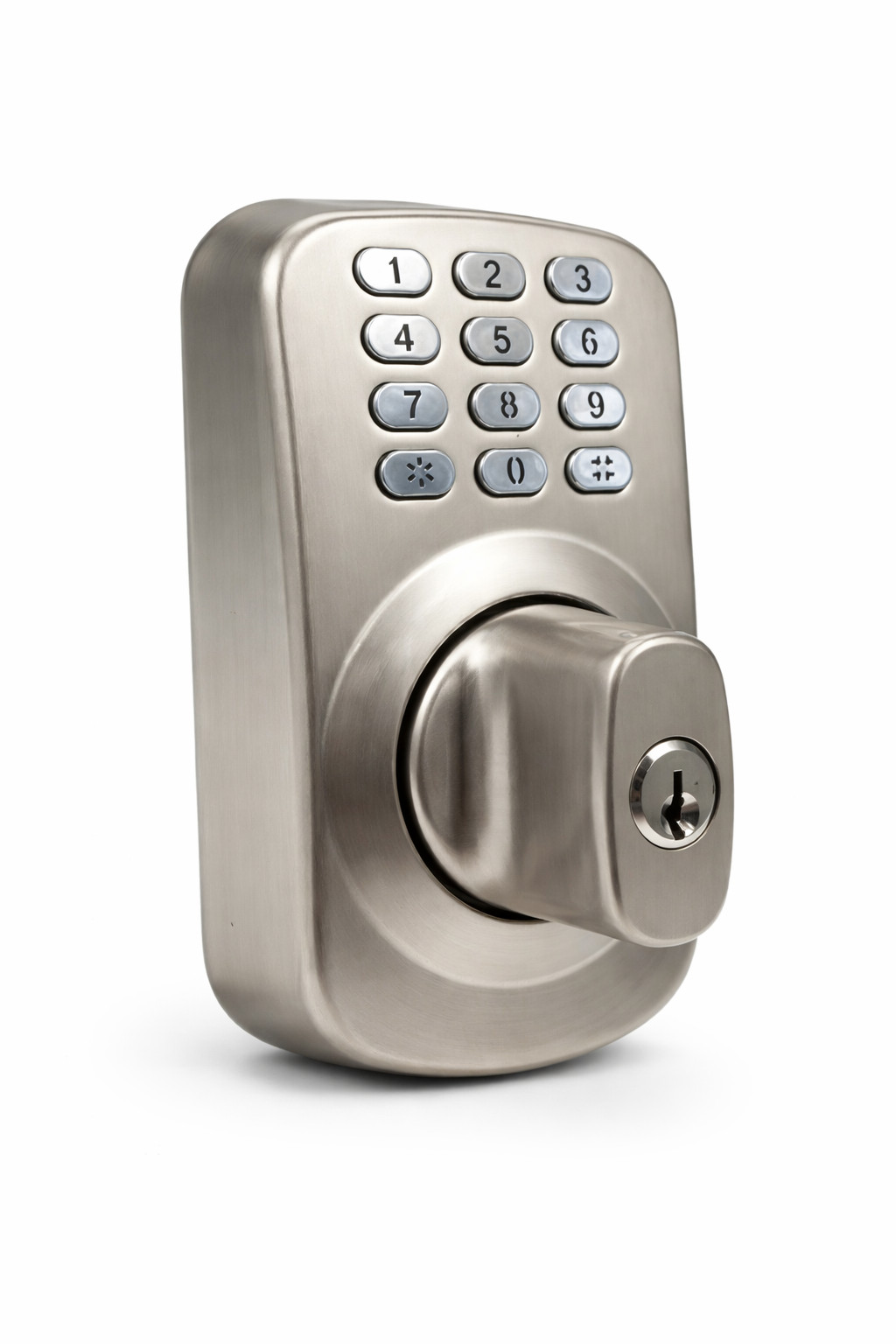 Heavy Duty Electronic Keyless Deadbolt Lock Satin Chrome Battery Universal gallery