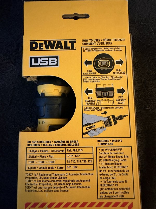 DEWALT USB RECHARGEABLE DWHT66719 FLEXDRIVE CORDLESS SCREWDRIVER 14PC SET gallery