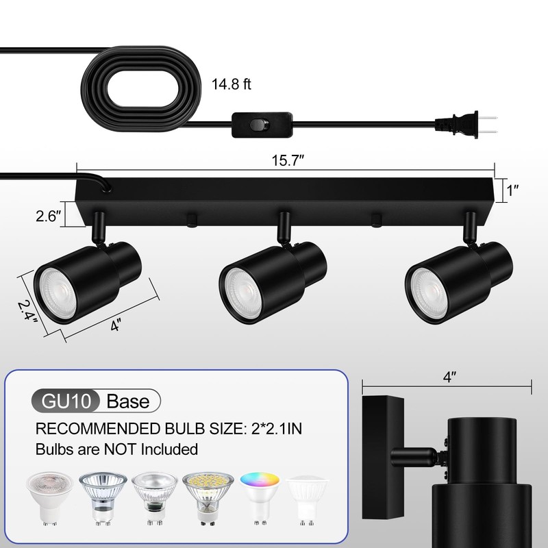 Plug-in Track Lighting LED, Track Light Fixtures Ceiling, Black Plug in Wall ... gallery