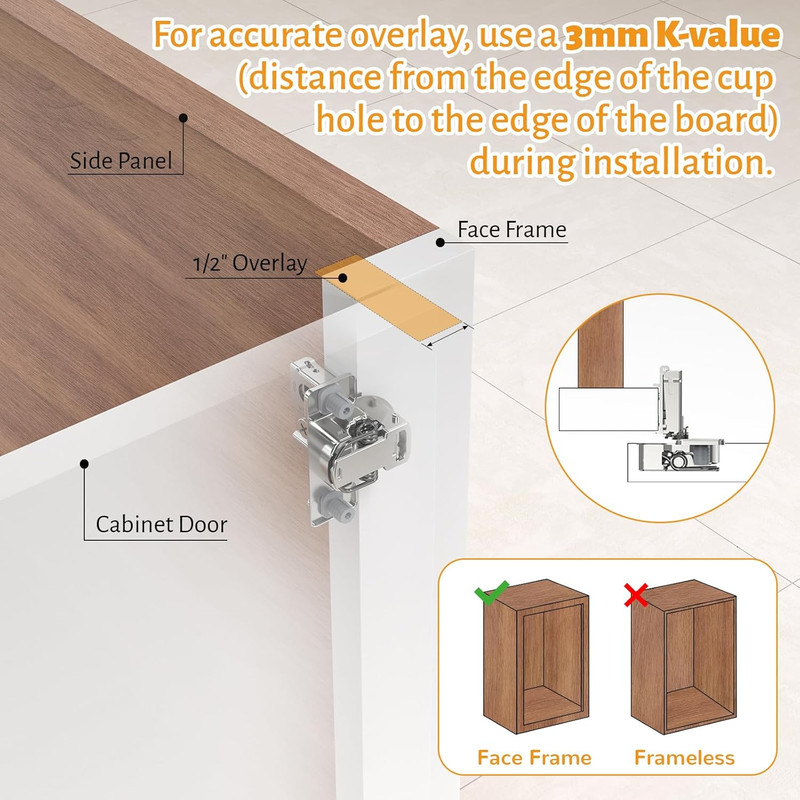50 Pack Soft Close Concealed Hinges for Kitchen Cabinets - Satin Nickel Finish gallery