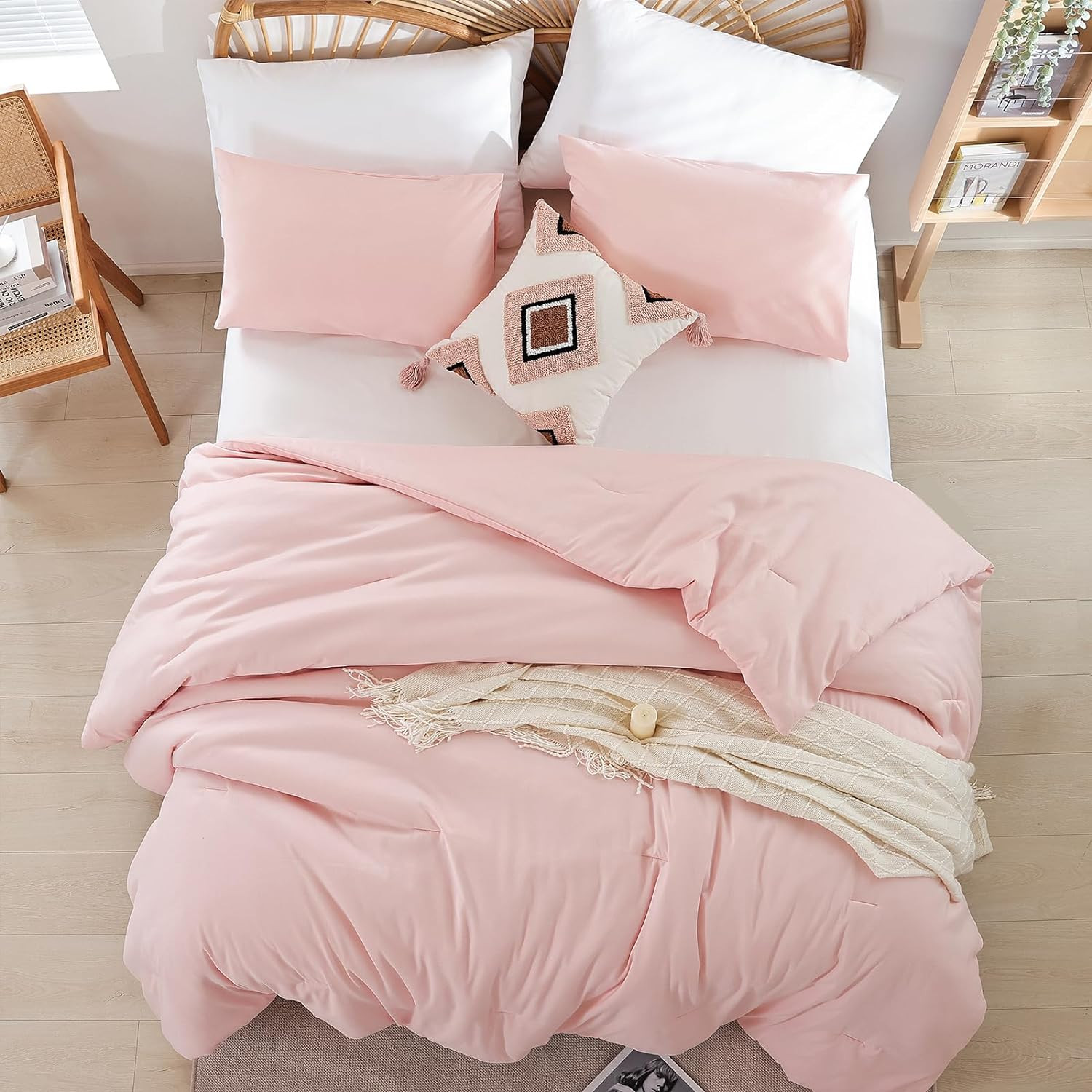 Queen Microfiber Comforter Set Blush Pink All Season Lightweight 3 Piece gallery