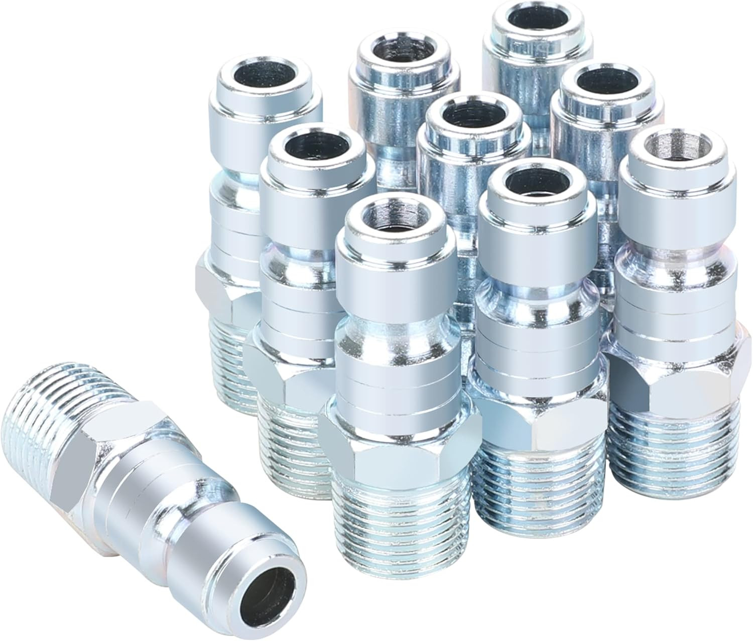 3/8 Air Compressor Hose Fittings, Automotive T-Type, 3/8 Inch NPT Male Threads gallery