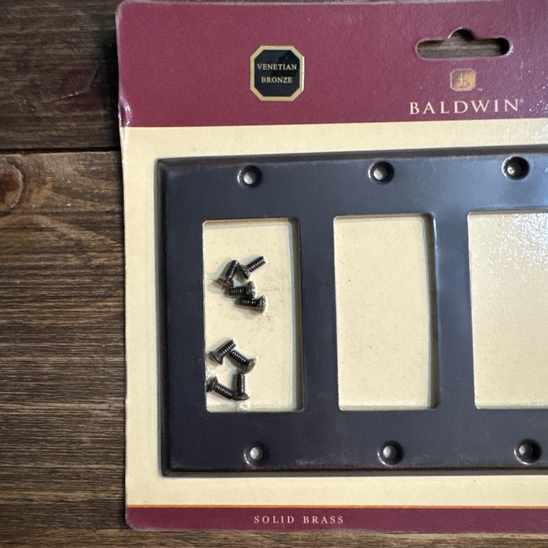 Baldwin Solid Brass Venetian Bronze Switch Plate Cover 4 Rocker Style Lot Of 2 gallery