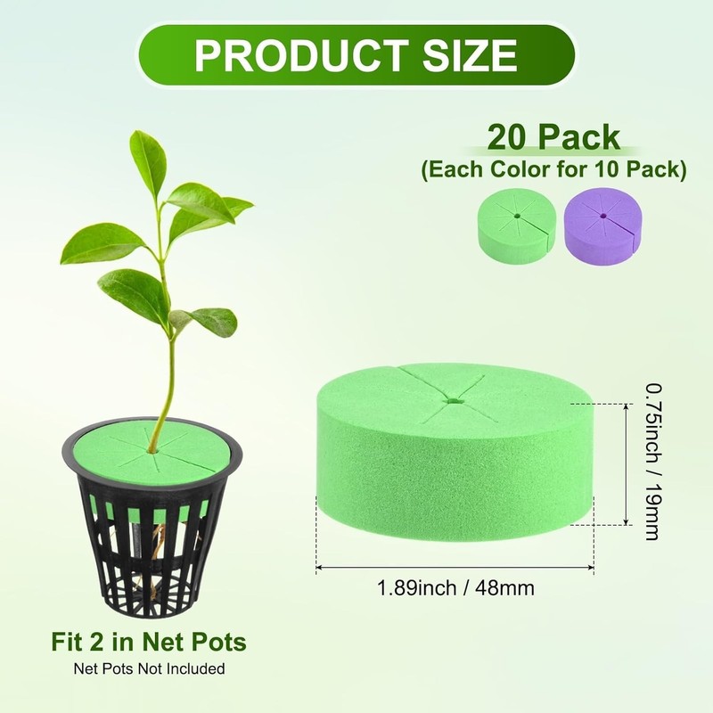 Vibrant 20-Pack Reusable Cloning Collars for Hydroponics – Fits 2" Net Pots gallery
