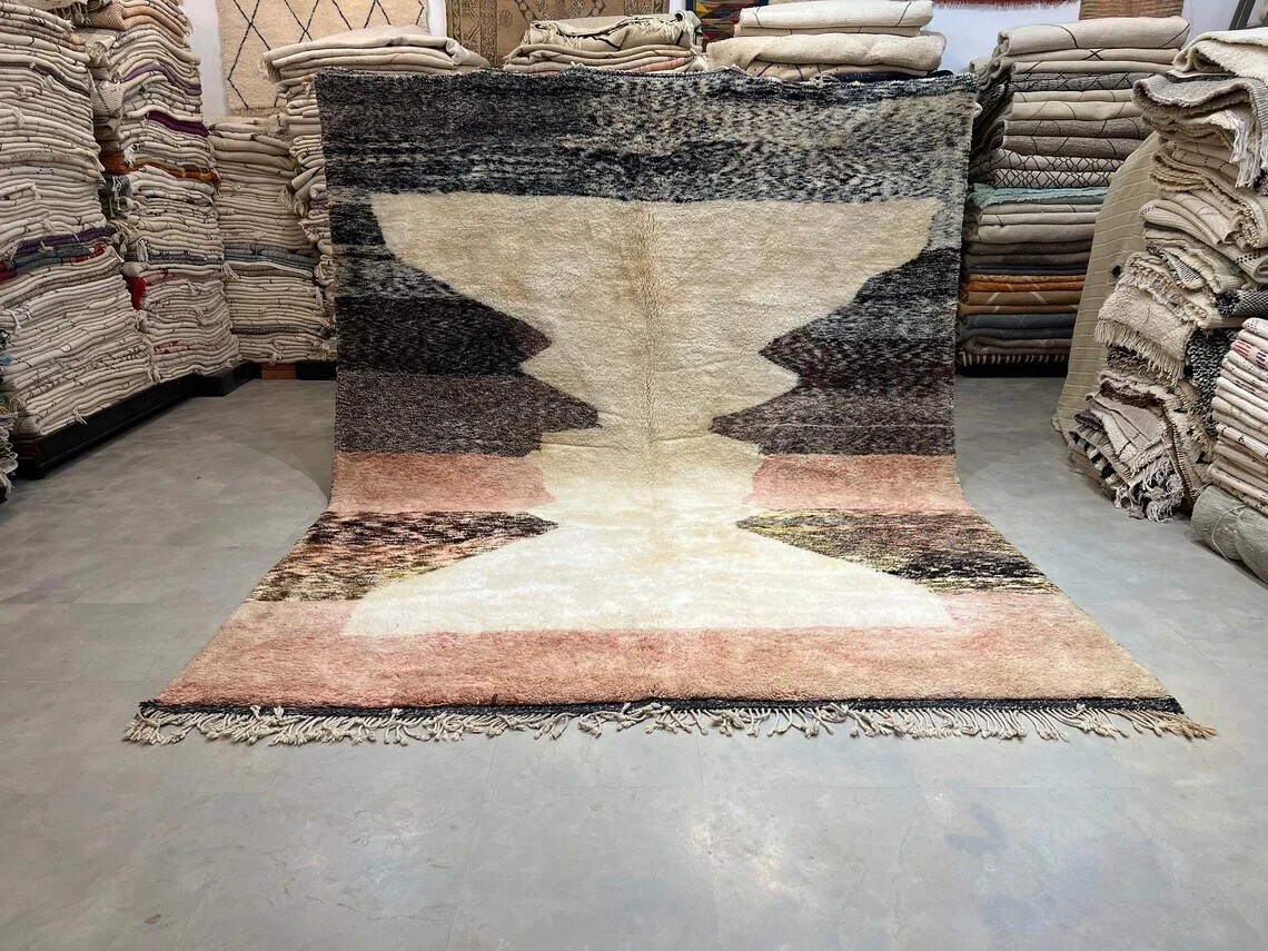 New Moroccan Berber Beni Ourain All Wool Rug Custom Handmade Design Carpet Rug gallery