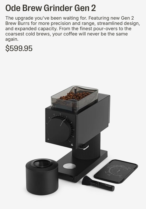 Fellow Ode Brew Grinder Gen 2 – NEW IN BOX – Upgraded SSP MP Brew Burrs – Black gallery