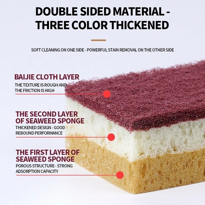 High Density Sponge Cleaning Cloth Non-Greasy Dishwashing Sponge for Kitchen Pot gallery