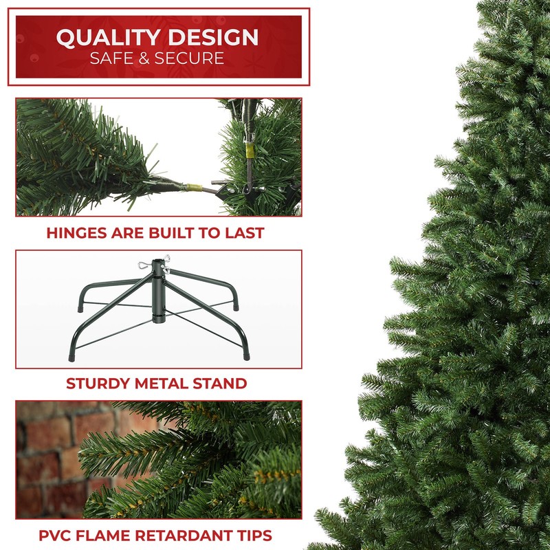 OPEN BOX - 9 ft Spruce Hinged Artificial Christmas Tree with Foldable Stand gallery