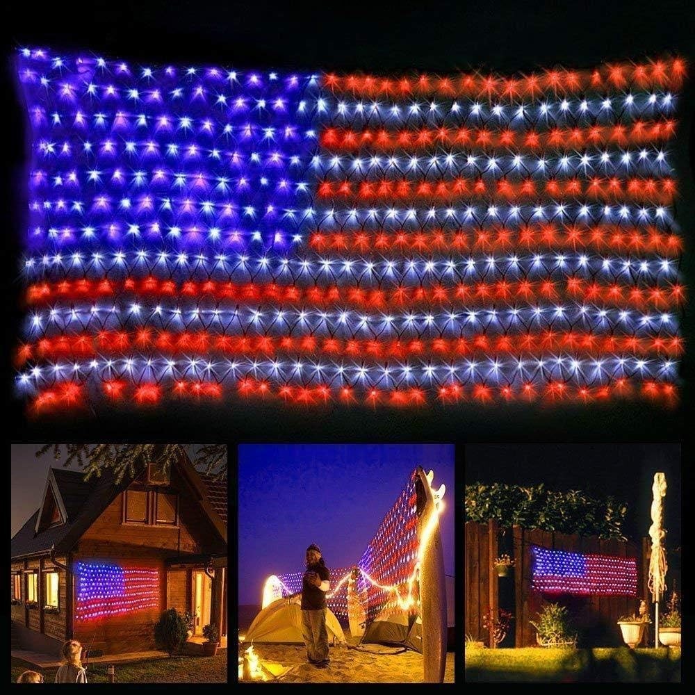 American Flag String Lights, Waterproof Led Flag Net Light, with 420 Super Brigh gallery