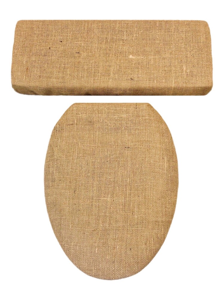 Burlap Rustic Primitive Country Home Bathroom Decor Toilet Seat Lid Cover Set