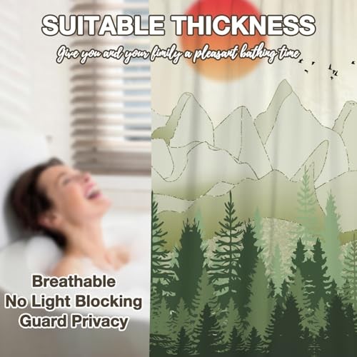 Mountain Shower Curtain Forest, Green 72"W x 72"L (Pack of 1) Green Red gallery