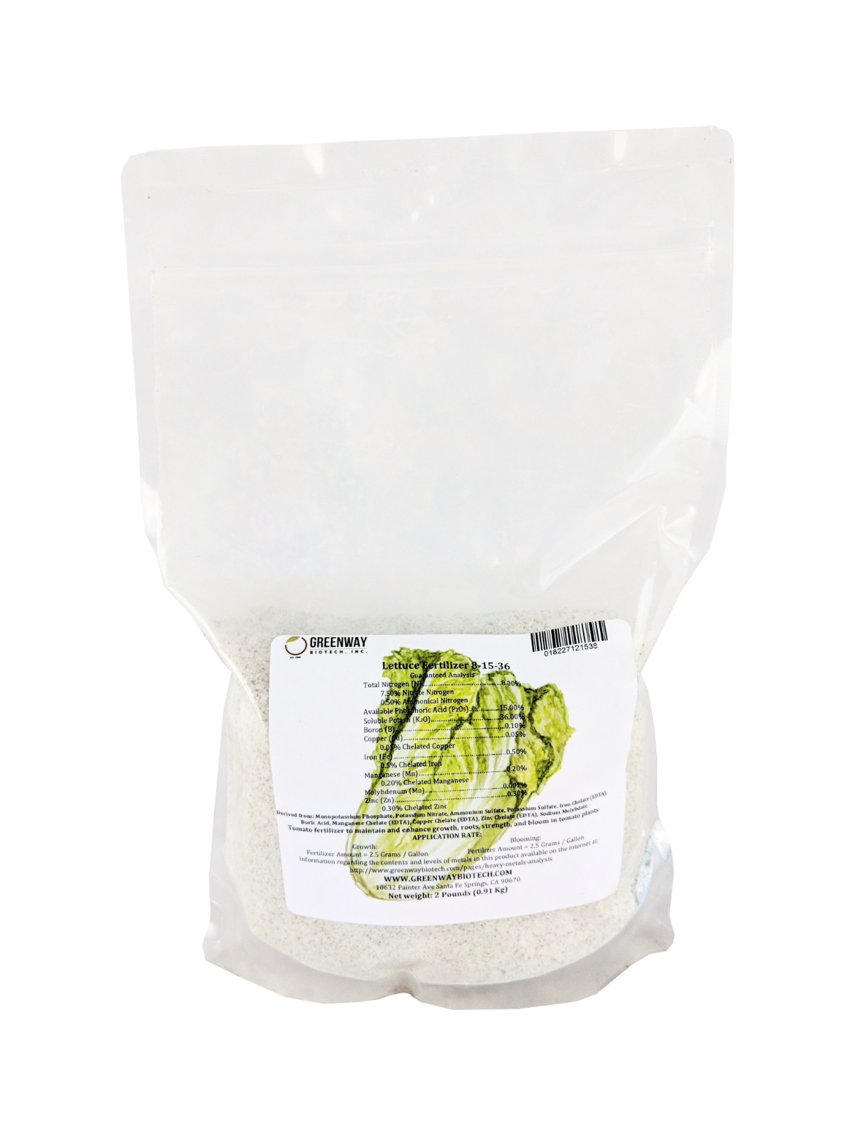 Lettuce Fertilizer 8-15-36 + Micros 2 Pounds - Makes 400 Gallons Hydroponics gallery