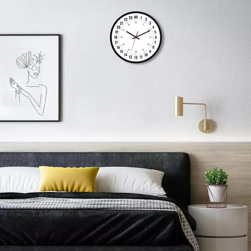 24 Hour Wall Clock 12 Inch Quartz Battery Operated Round Analog Wall Time gallery