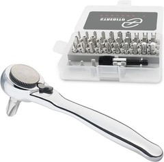 32-in-1 Mini Right Angle Screwdriver Set with 1/4″ Ratchet and Magnetic Bits