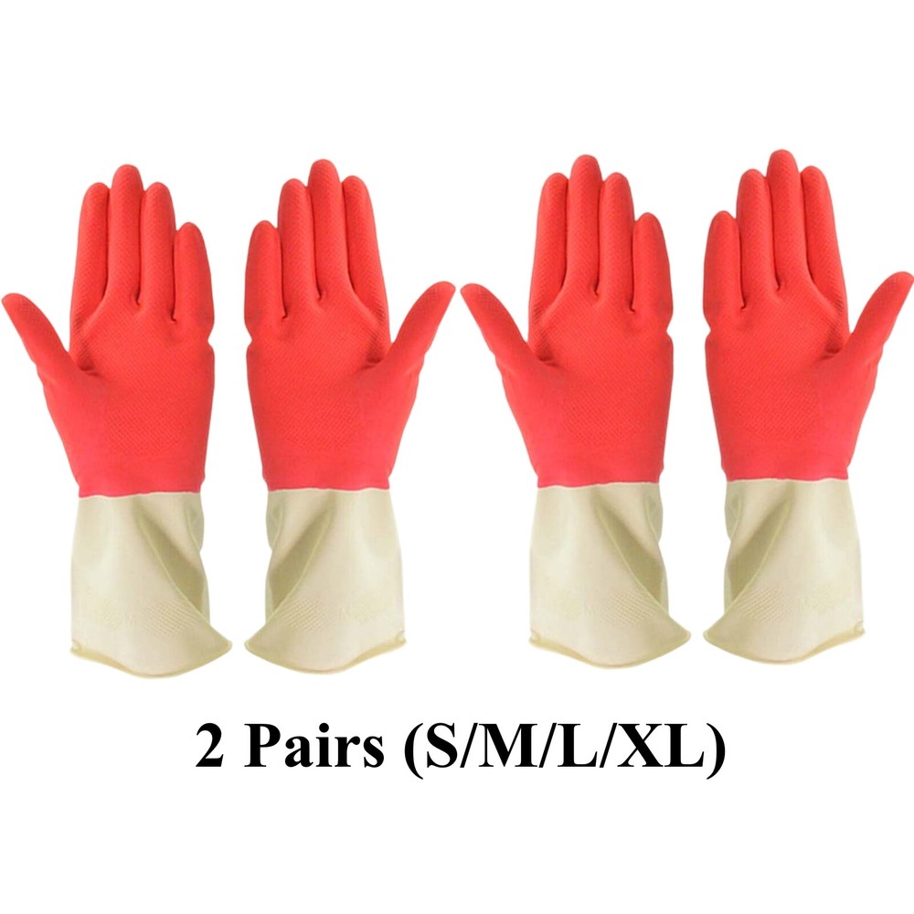 2Pairs Reusable Kitchen Gloves Thickness Household Gloves Cleaning Skin-Friendly