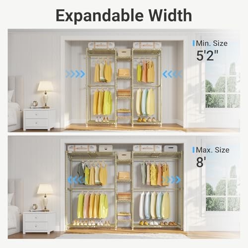 Expandable Clothes Rack Adjustable from 62 to 96 Inches 4 Shelves Storage gallery