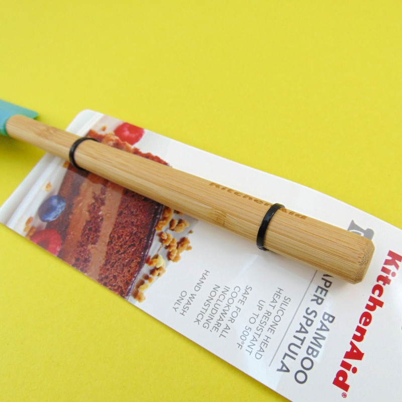 KitchenAid Spatula Scraper Tool Bamboo Handle Silicone Frosting Applicator Aqua gallery