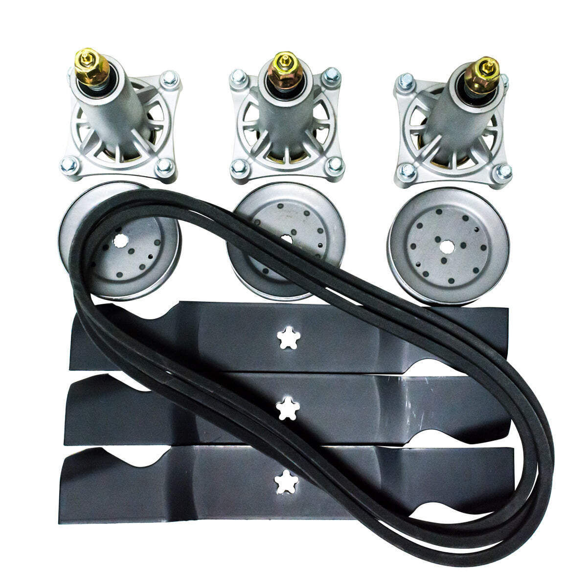 54" Mower Deck Rebuild Kit For Husqvarna GTH26K Blades Spindles Pulleys gallery