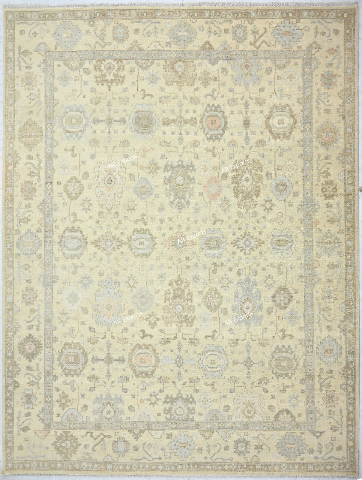 Turkish Oushak Rug Custom Size Hand Knotted Wool Beige Area Rug gallery