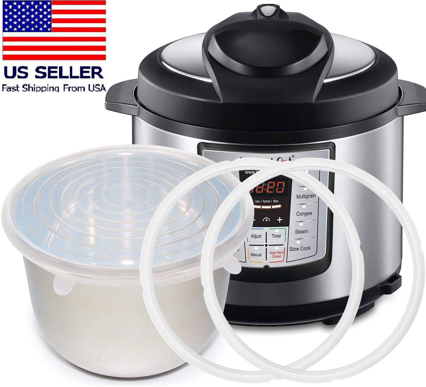 Silicone Sealing Ring Gaskets (2) +Inner Pot Lid Cover (1) For Instant Pot Press gallery