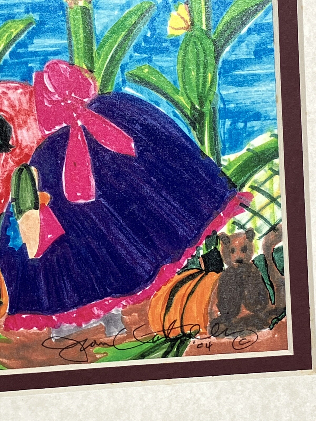 Beautiful Marker Art Signed Autumn Fall Garden Farmhouse Pumpkins 101 Out Of 200 gallery