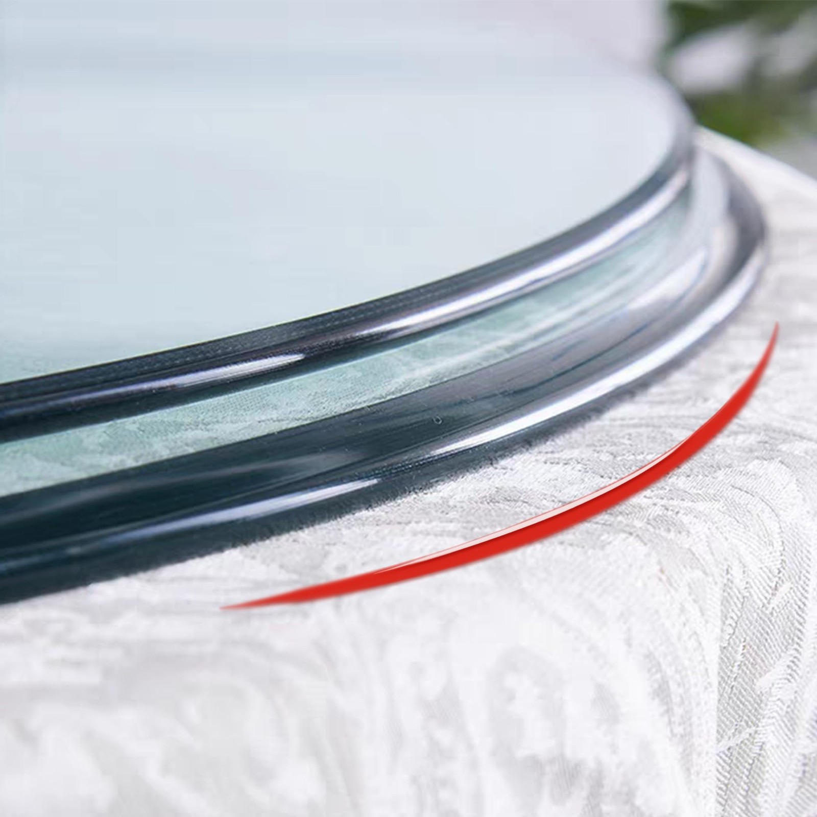 18" Clear Round Glass Table Top, 1/4" Thick Tempered Glass Tabletop with Penc... gallery