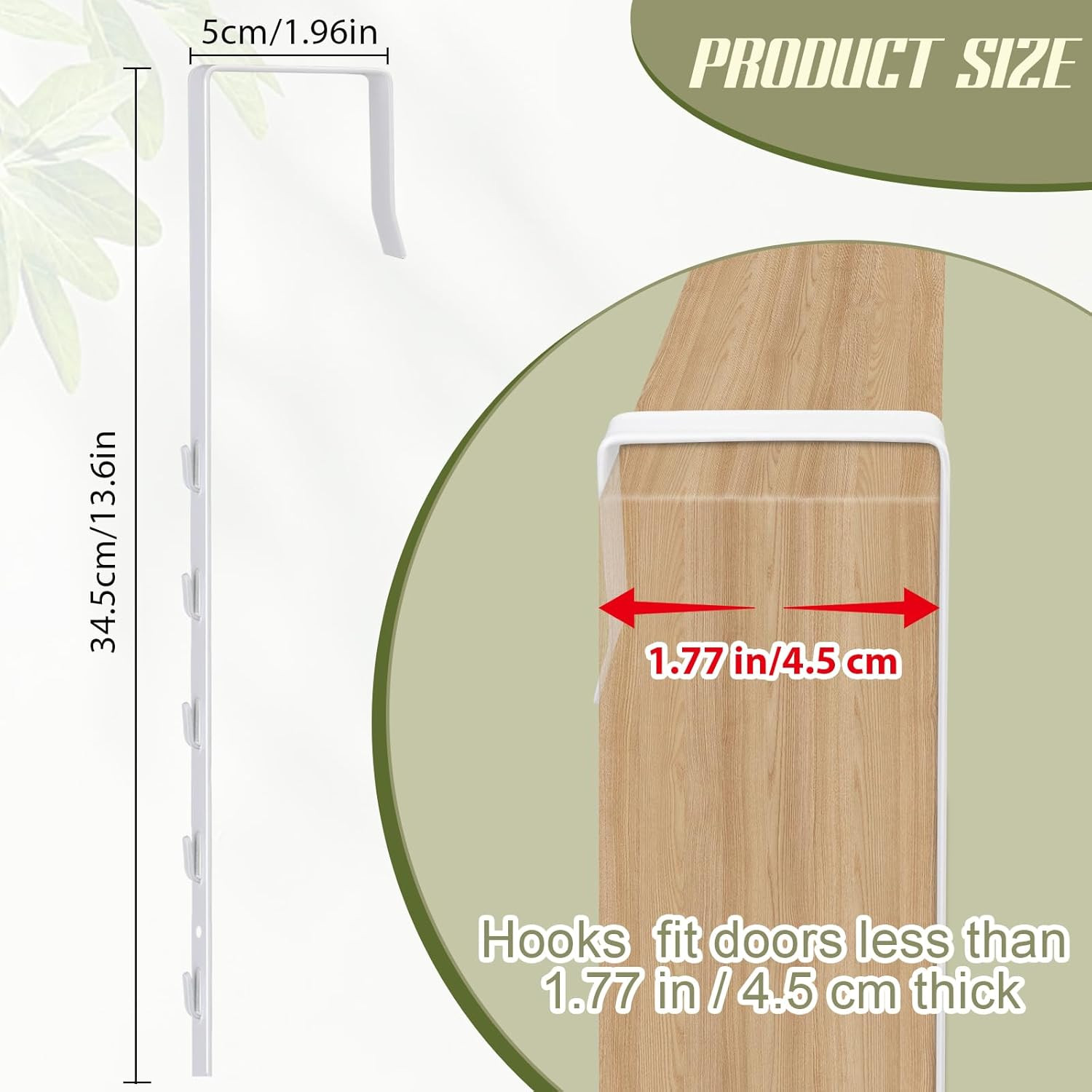 Over-The-Door Mirror Hanger, Adjustable 13.6 in Door Mirror Hanger with White gallery