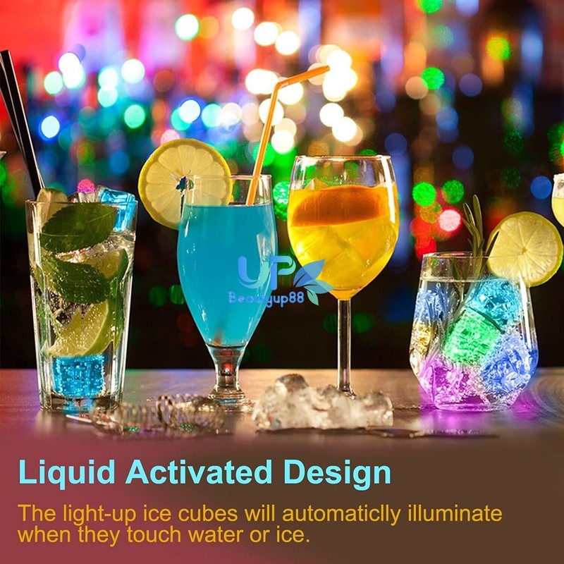 Lots Light Up Ice Cubes for Drinks Multi-Color LED Ice Cubes Waterproof BPA Free gallery