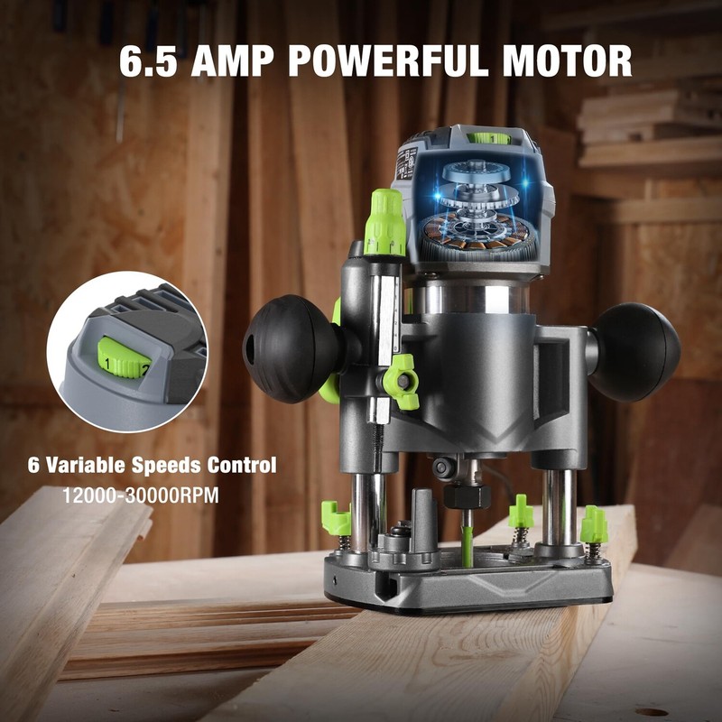 WORKPRO 6.5 Amp Compact Router Combo Kit 32000RPM Compact Router w/6 Router Bits gallery