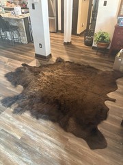 Genuine Buffalo Hide Rug with Tail Extra Large, 8.4 Ft