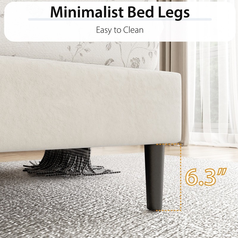 Full Size LED Upholstered Bed Frame Multifunctional Storage Headboard For Phones gallery