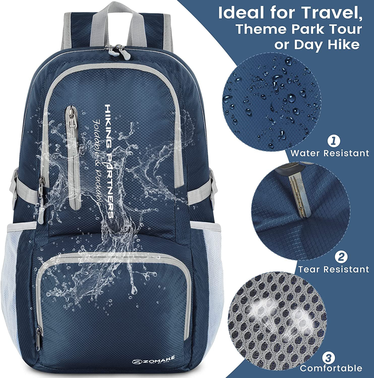 Lightweight Packable Backpack, 35L Light Foldable Hiking Backpacks Water Resista 4