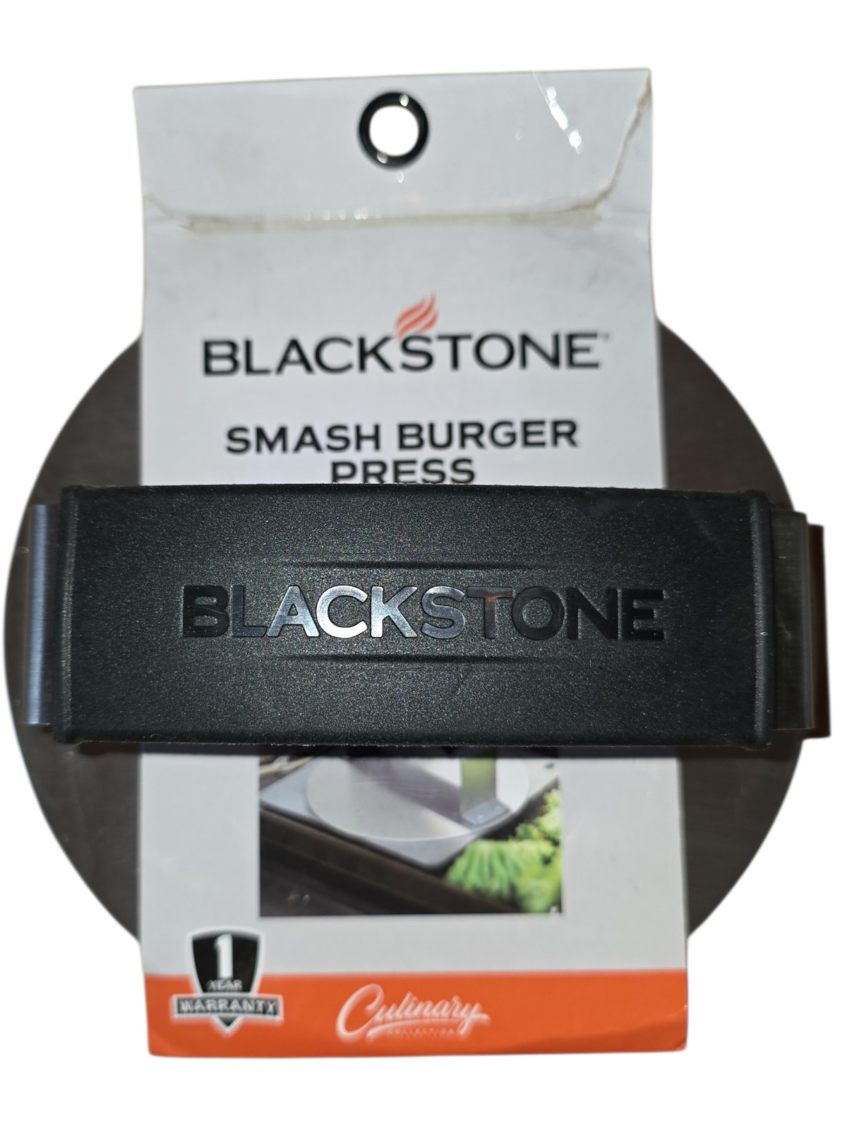 Blackstone Smash Burger Press Stainless Steel Rubber Handle Missing Smash Guard gallery