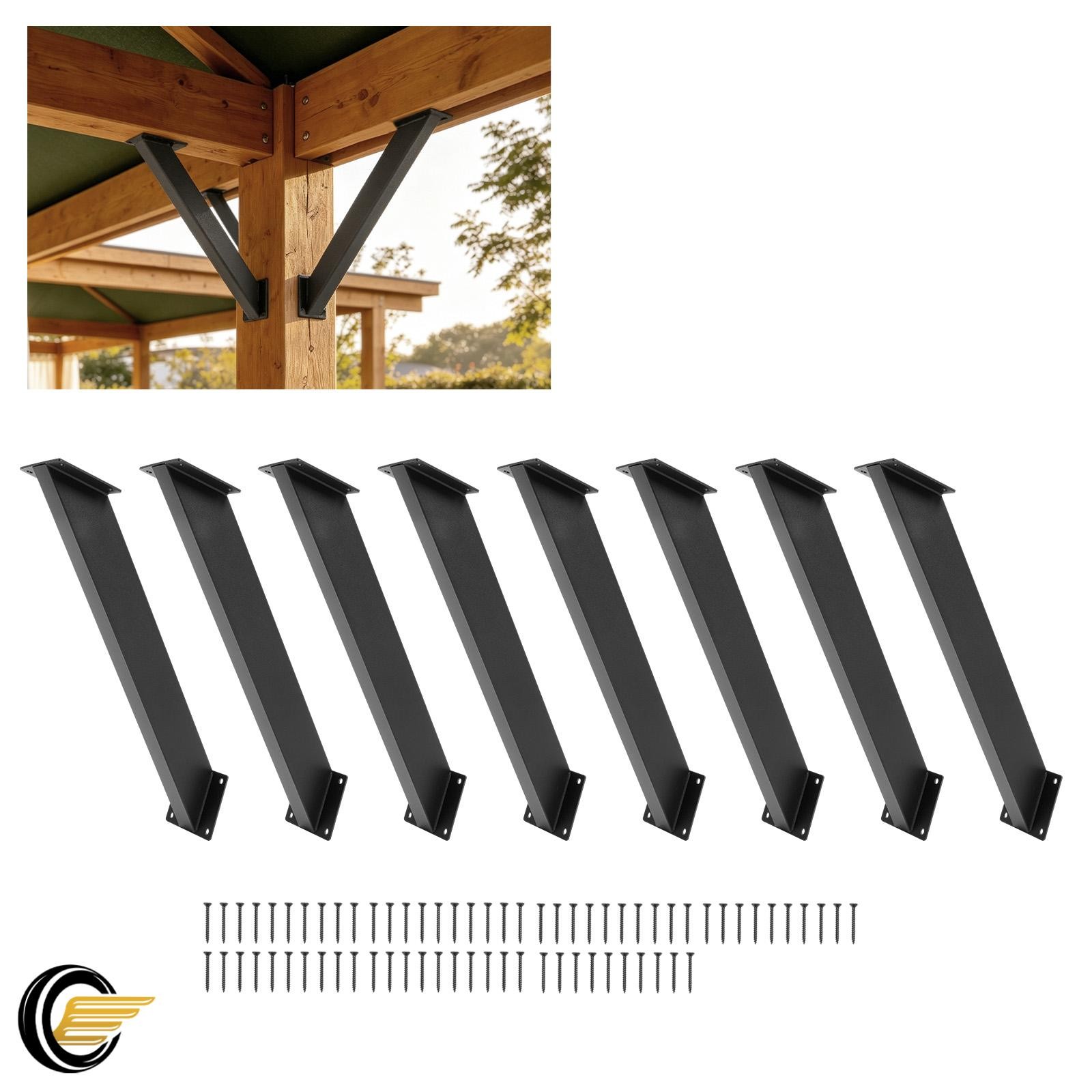 8 Pcs Heavy Duty 45 Degree Angle Support Bracket Pergola Kit for 4''x4'' Wood gallery