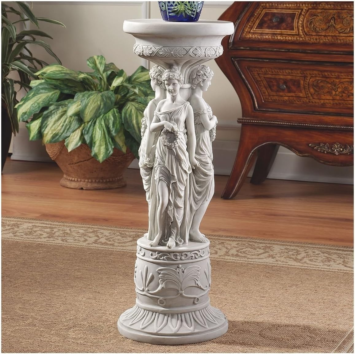 Neoclassical Pedestal Column Plant Stand Antique Stone Garden Decor Sculpture gallery