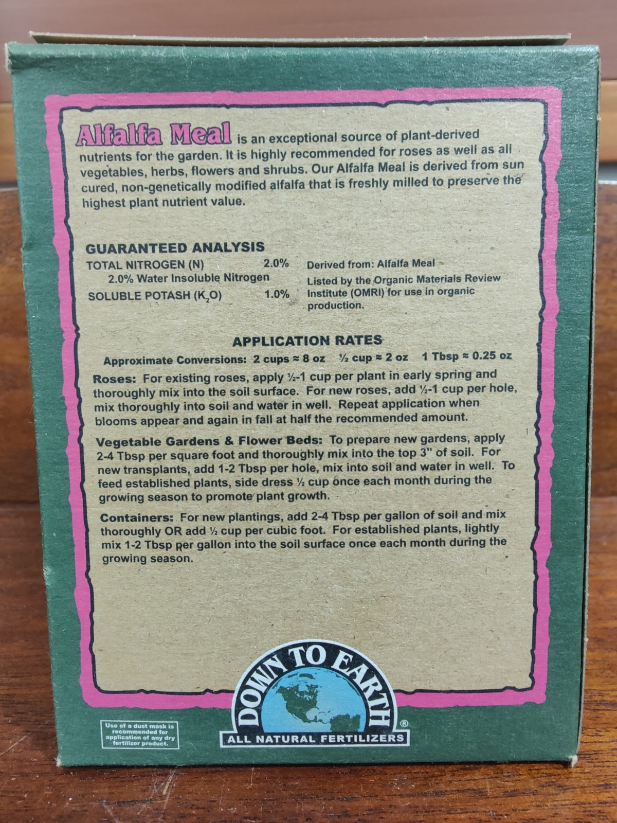 Down To Earth Alfalfa Meal 2-0-1 All Organic Fertilizer 8oz (.23kg). Small Box gallery