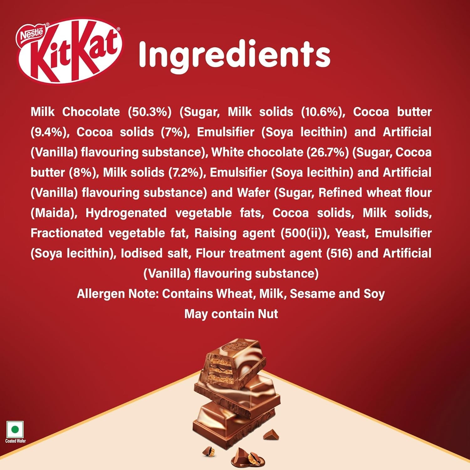 NEW Kitkat Double Chocolate Coated Wafer Bar, 63g, (Pack of 3) FREE Shipping gallery