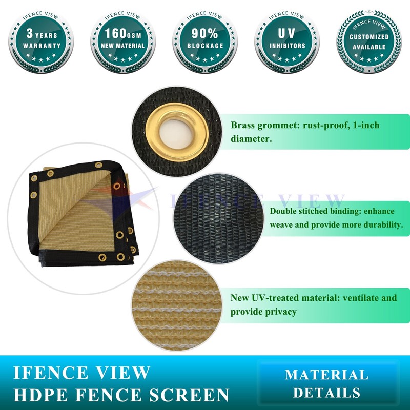 Ifenceview 16 FT Width Beige Fence Privacy Screen Awning Canopy Patio Top Cover gallery