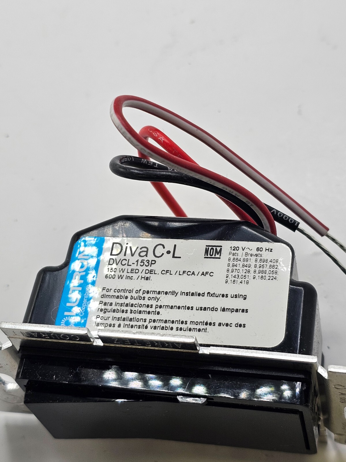 Lutron Diva Dimmer LED Light Switch Single Pole 3-Way 150WLED DVCL-153P gallery