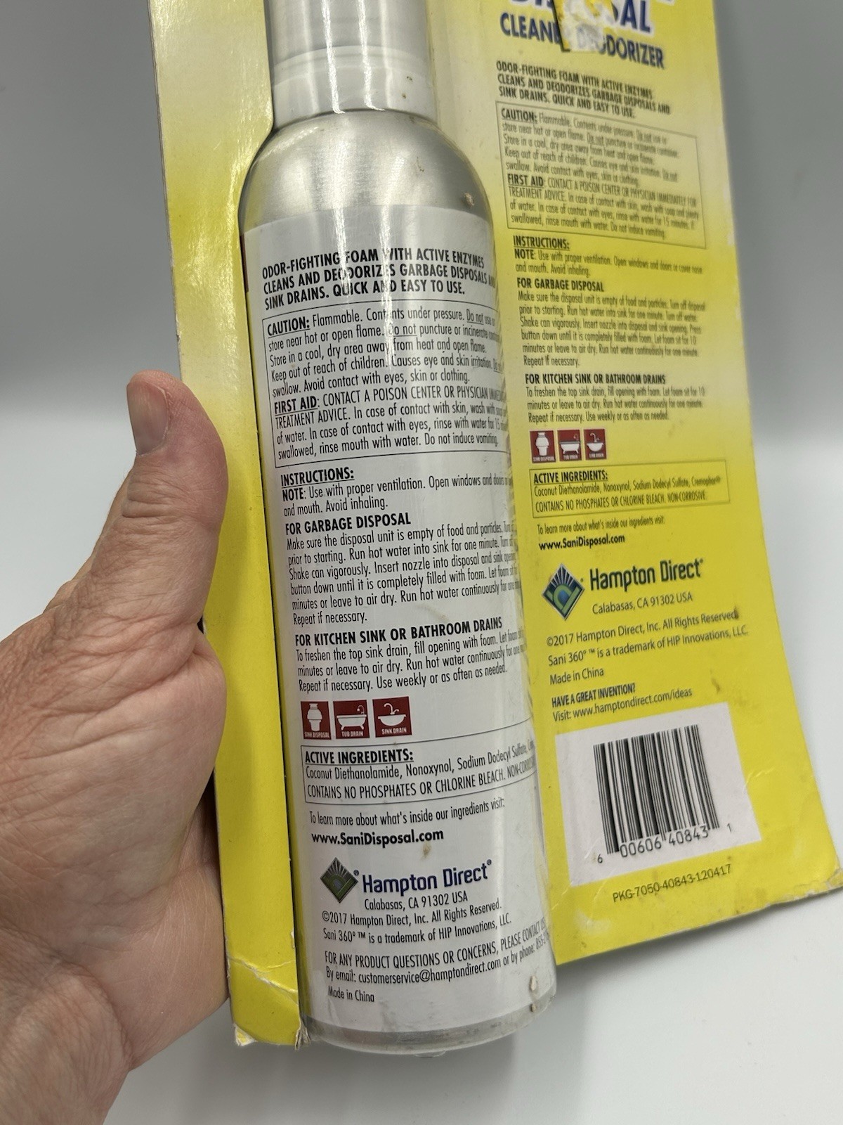 Sani 360° Garbage Disposal Cleaner Deodorizer 10 oz. Lemon Scent Enzyme Foam Act gallery