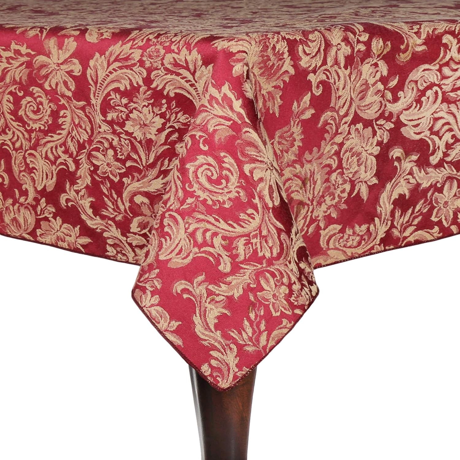 5 Pack- Damask Miranda 72 x 120-Inch Oval Tablecloth - Floral Leaf Two-Tone gallery