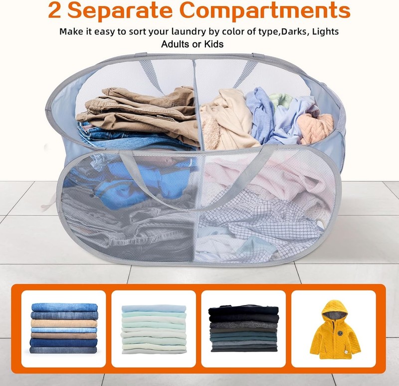 Sturdy Collapsible Laundry Baskets, Foldable Pop Up Laundry Hamper, Durable 2 gallery