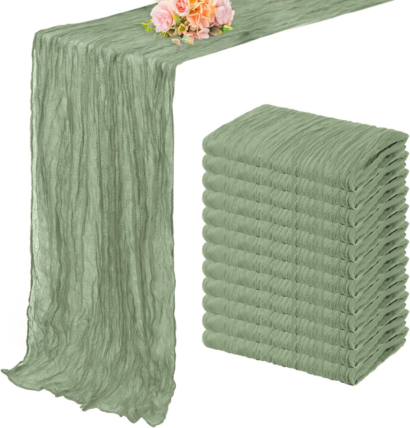 12 Pack Sage Green Cheesecloth Table Runner 10FT Rustic Gauze Fabric Cheese gallery