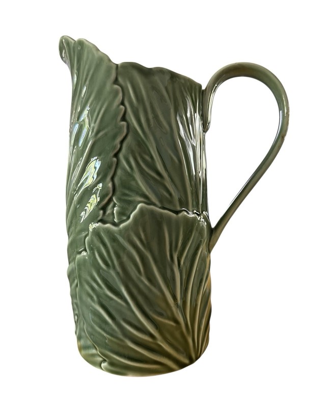 Cabbage Pitcher Eaton Fine Dining Bloom Pottery Ceramic Embossed- Green gallery