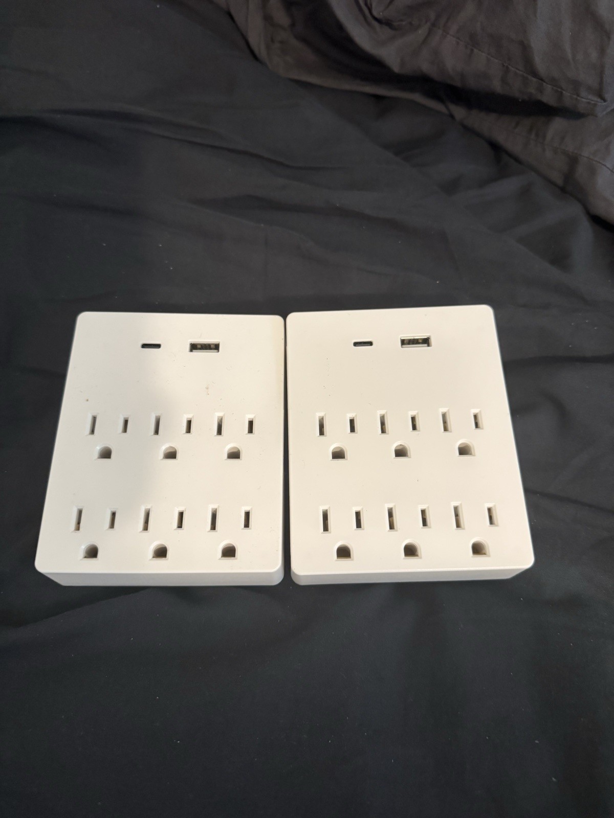 6-Outlet Wall Plug-In Power Adapter with USB Port, White, 2-Pack gallery