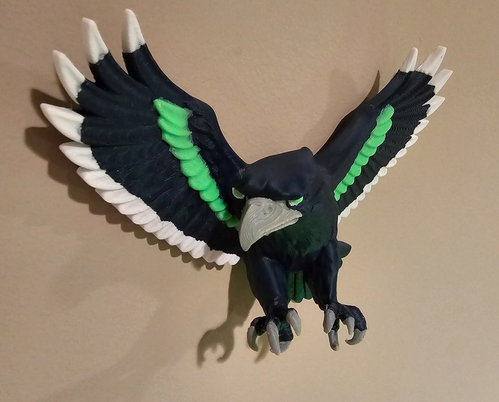 Seahawk Wall Decor 3D Print - 8" x 5" x 3" - Gray Navy Blue Green Seattle Gift gallery