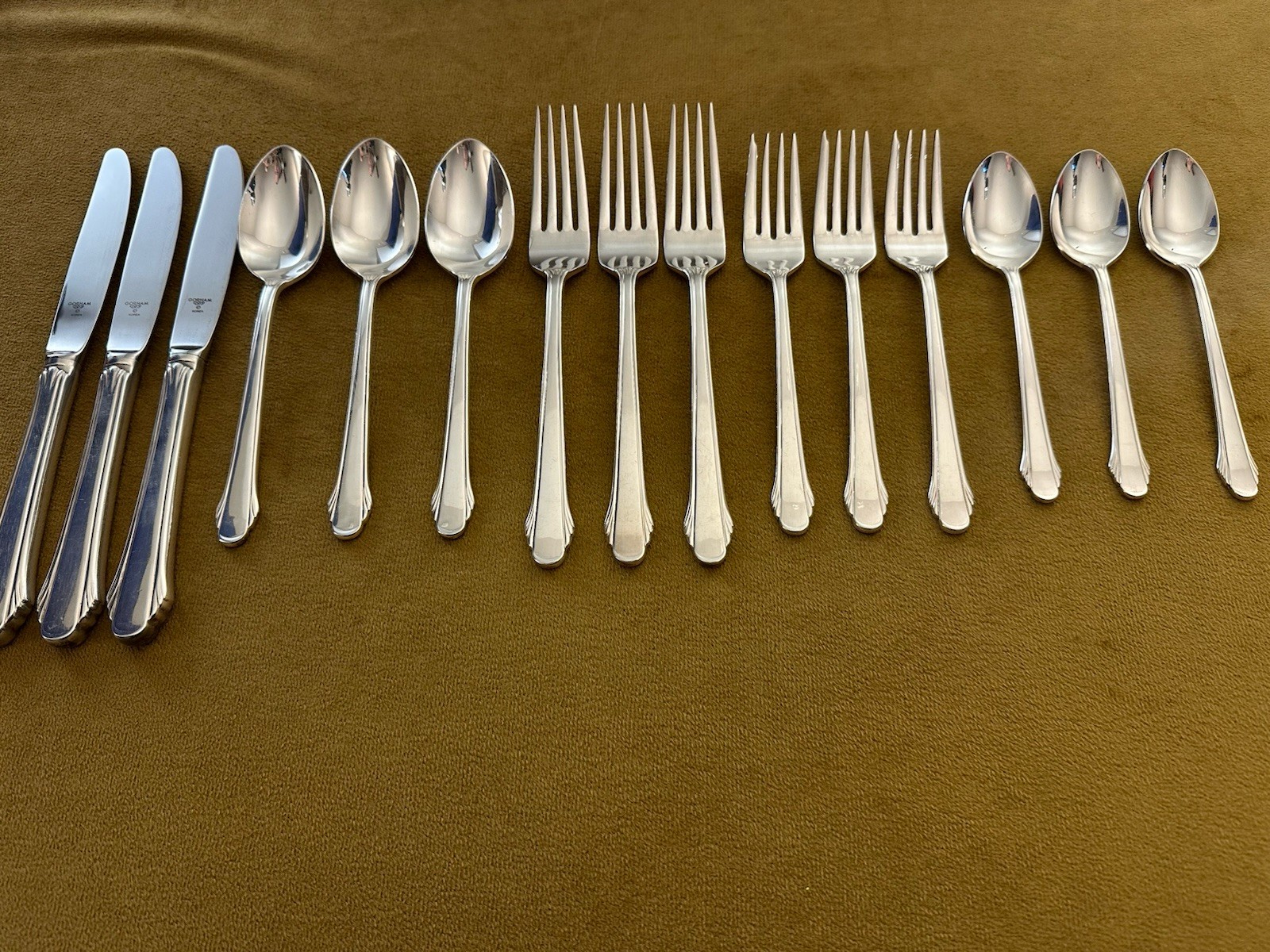 GORHAM SILVERPLATE CALAIS KOREA SERVICE FOR THREE gallery